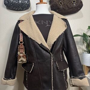 Luxurious Brown Teddy Jacket with Cream Accents